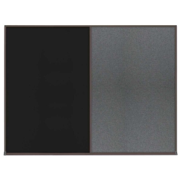 United Visual Products Double Door Radius Corkboard, 42"X32", S UV80025-SATIN-CORK - main